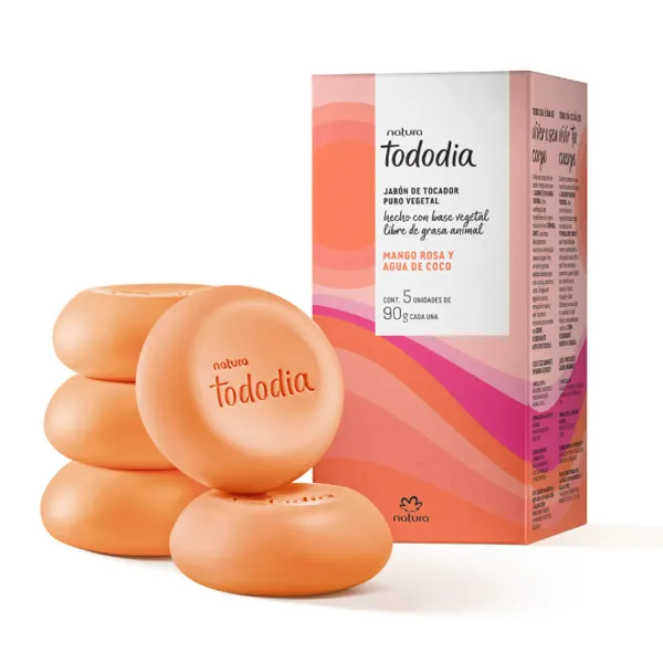 Jabones en Barra Puro Vegetal Tododia Mango Rosa y Agua de Coco 90g